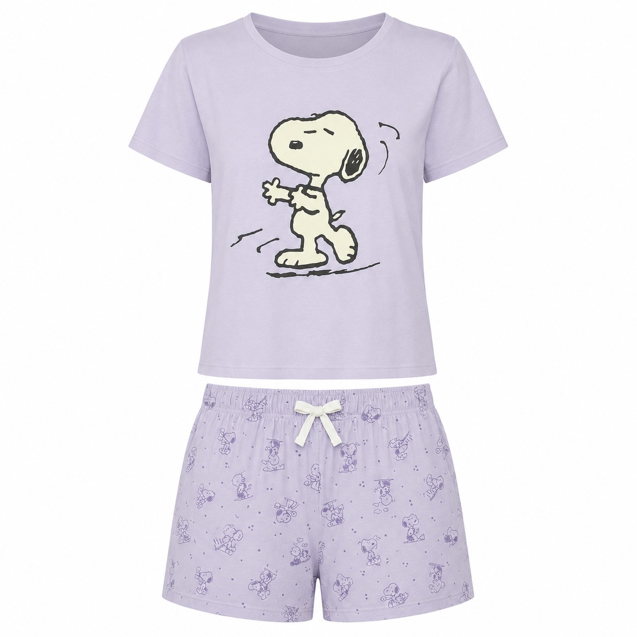 ست تیشرت شورتک زنانه برند UP2 fashion طرح Peanuts کد 848120
